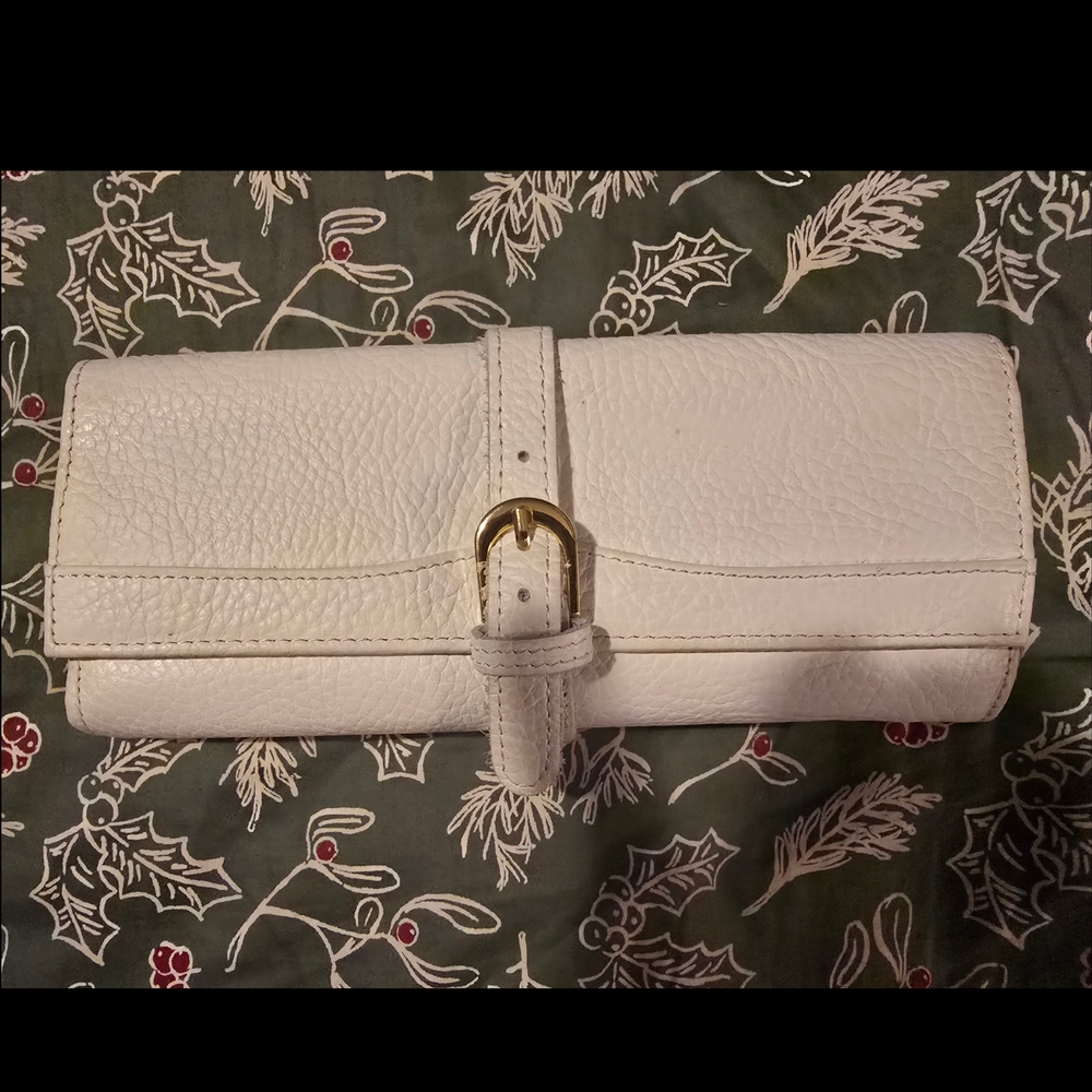 Elegant White Leather Jewelry Clutch